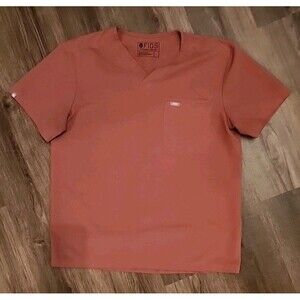 Figs Scrubs Top Unisex Large Double Chest Pocket Dusty Orange Brown Terracotta